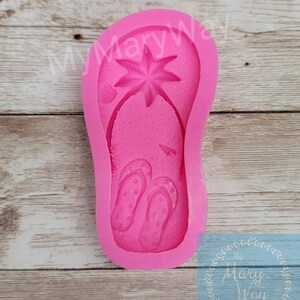 Flip Flop Sandal Beach Scene Silicone Mold in Grey