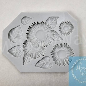 Sunflowers and Leaves Silicone Mold in Pink