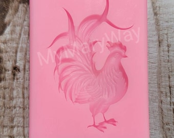 Small Rooster Silicone Mold in Pink or Grey