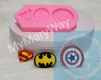 Superheroes Emblem Silicone Mold in Grey