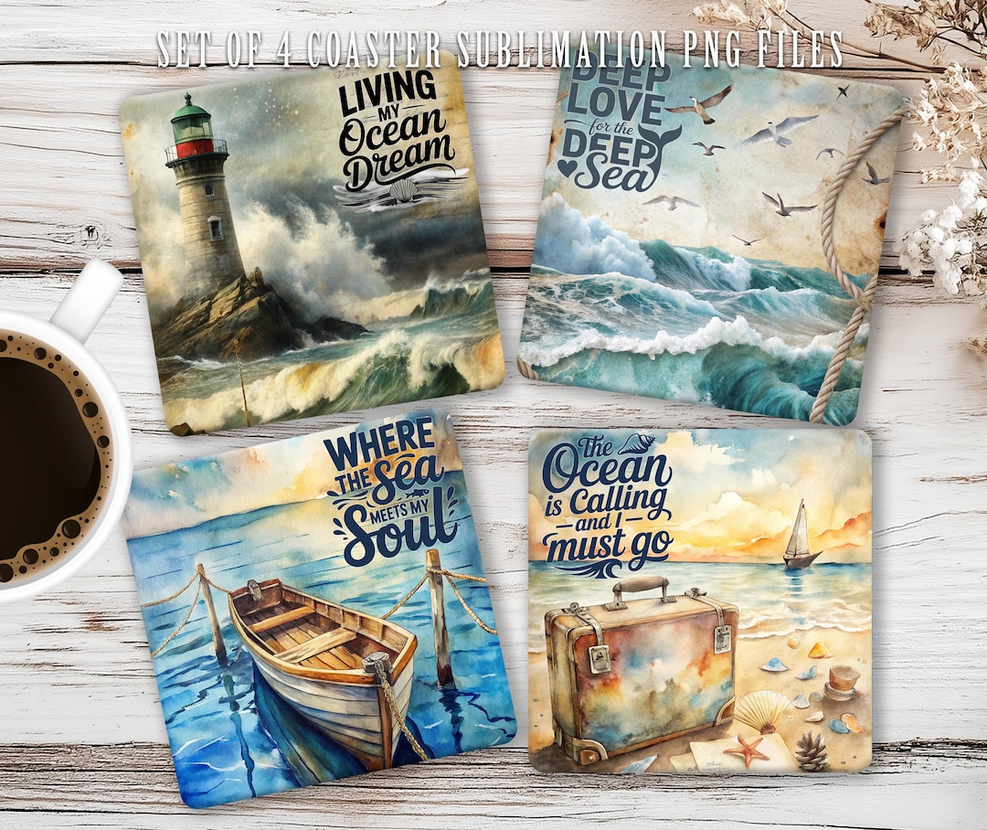 Payment Quote Example Sea and Ocean Lover Square Coaster Sublimation PNG Design, Nautical ...