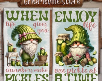 Pickle Gnome Kitchen Towel Sublimation Design, Funny Inspirational Quote Tea Towel PNG Template, Cute Gnome Print, DIY Gift Digital Download