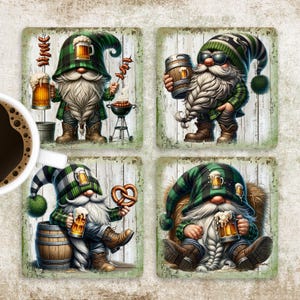 Beer Gnome Coaster Sublimation Design: Father&#39;s Day PNG (Digital Download)