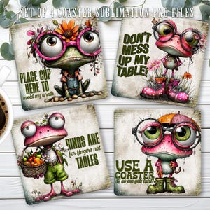 Funny Quotes Square Coaster Sublimation Design, Quirky Sarcastic Frog Digital Print Template File