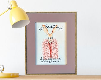 Iris Rabbit says... - Watercolor illustration in retro frame - approx. DIN A4 - great as Easter gift and Easter decoration!