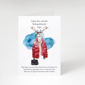 Weihnachtskarte "Seppi, der schlimme Onkel", handgemalt mit Aquarellfarben auf Kunstdruckpapier, DIN A6 - limitierte Edition, inkl Kuvert