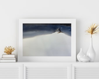 Watercolor "Winternacht" - Fine-Art-Print, DIN A3 or DIN A4, art print on 300gr watercolor paper, wall decoration with calming effect