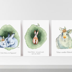 3er Set Osterkarten mit lustigen Texten - handgemalt - innen blanko - direkt aus meinem Künstler-Atelier!