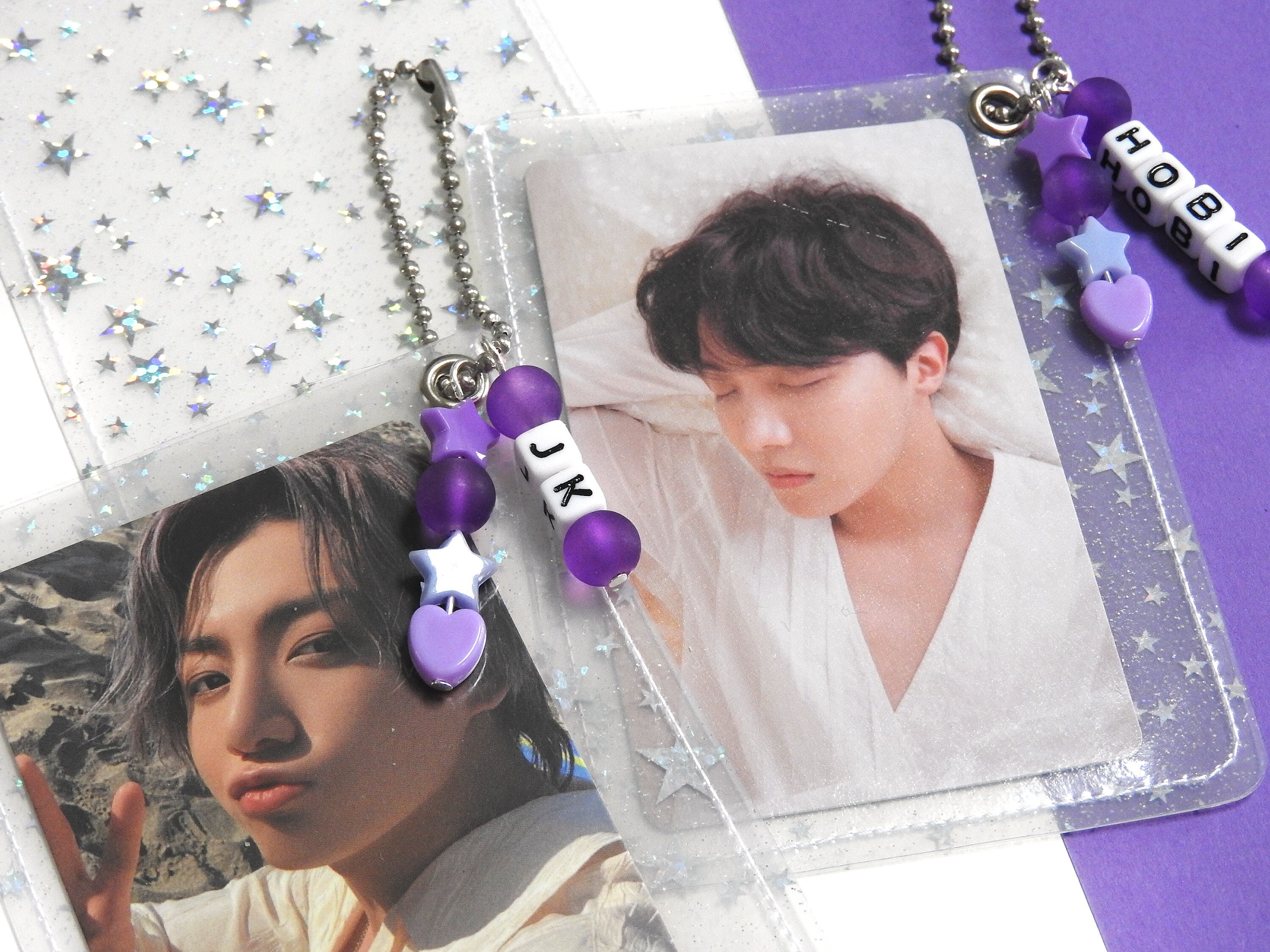 Pastel BTS Photocard Holder Keychain With Member Charm - Jelly