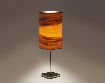 Table Lamp made of Red Gum Wood Veneer, Desk Light, Handmade Office Lamp, Linear 60s Design, Vintage Lamp, Contemporary lighting