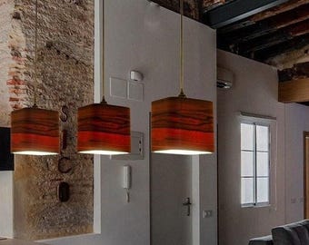 Tineo Holzfurnier Pendelleuchte, drei Lampenschirme, moderne lineare Kücheninselbeleuchtung