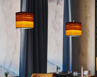 Pendant Lamp with Lampshade from Red Gum Veneer, Living Room Light, Minimalist Cube Shape, Cottage Pendant Light, Handmade Farmhouse Lamp