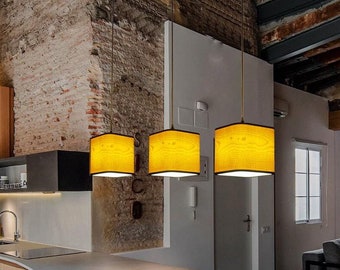 Three cubes lampshade, made of Maple wood veneer, Dine light, Kitchen island light fixture, Customized order for Sara