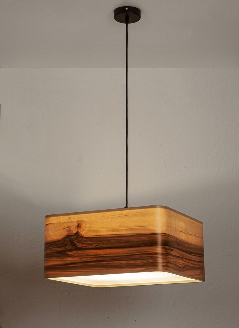 Minimalist Pendant Veneer Lamp Red Gum Veneer Modern Linear Etsy
