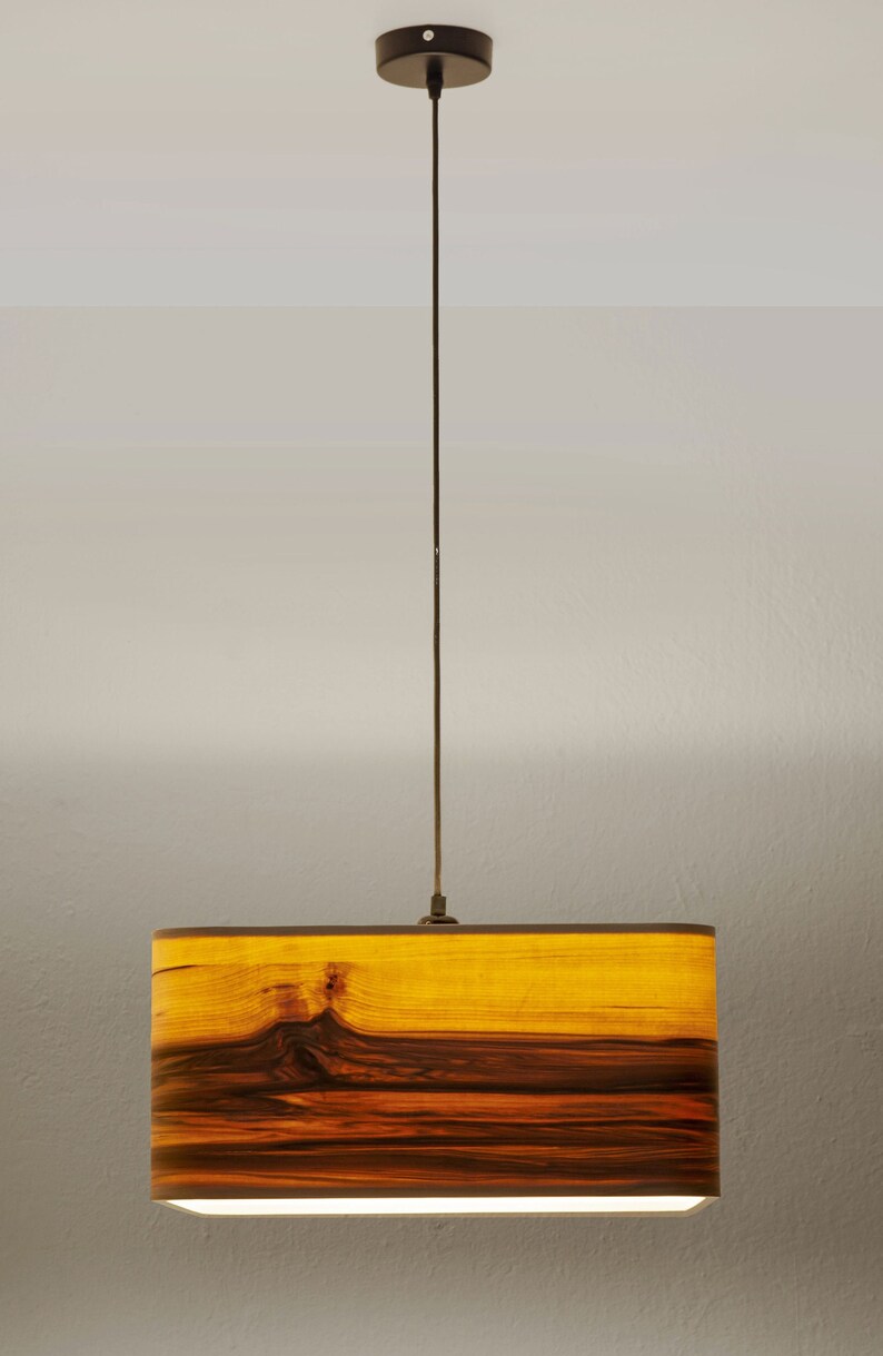 Minimalist Pendant Veneer Lamp Red Gum Veneer Modern Linear Etsy