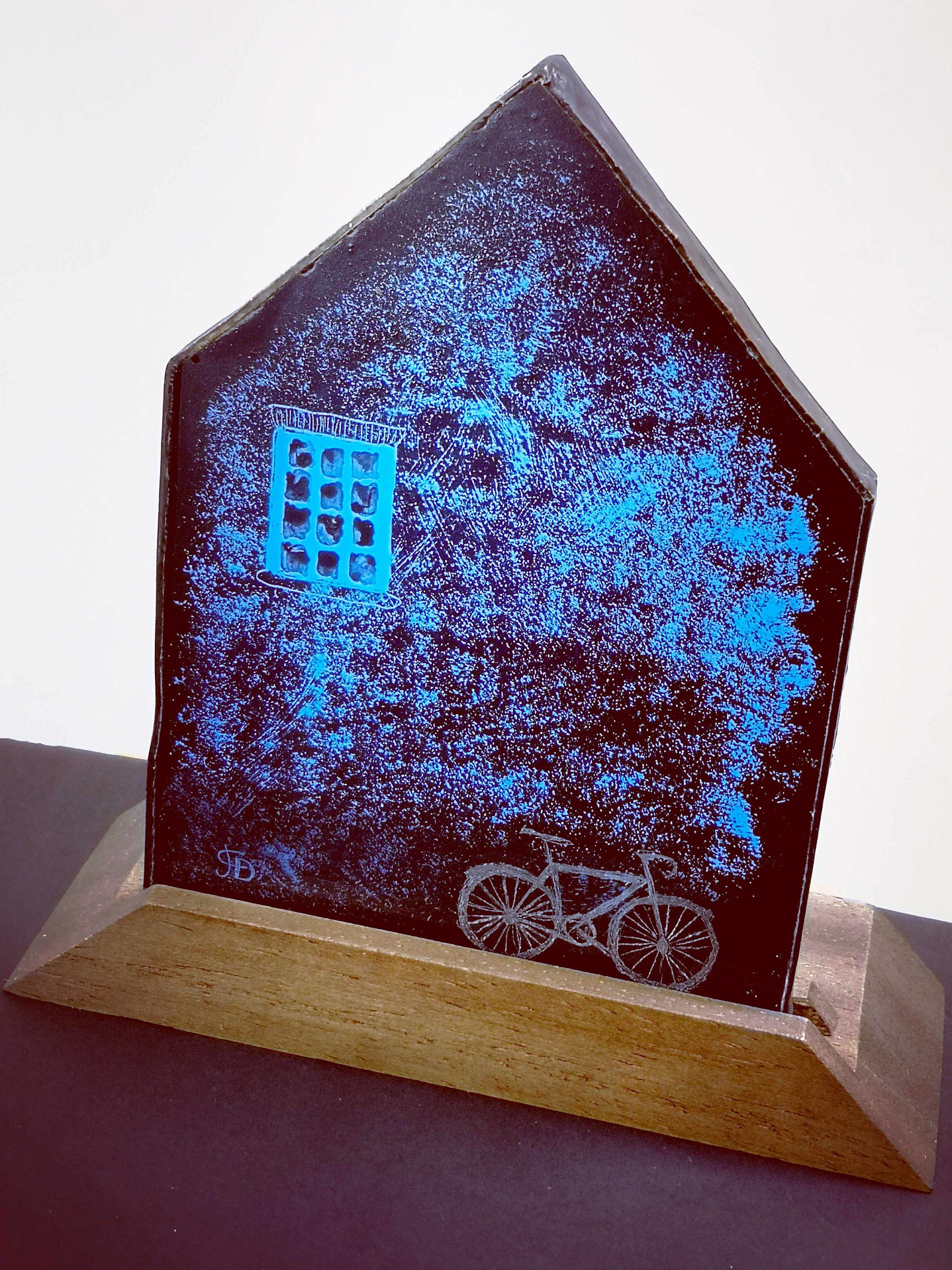 Hand-painted Stained Glass House Ornament With Stand - Etsy