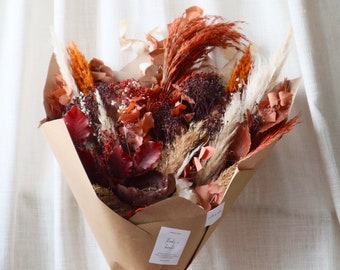 Statement Dried Flower Bouquet | Autumn Dried Flowers  | Extra Large Special Occasion Flower Bouquet | Orange Pampas Flower Arrangement