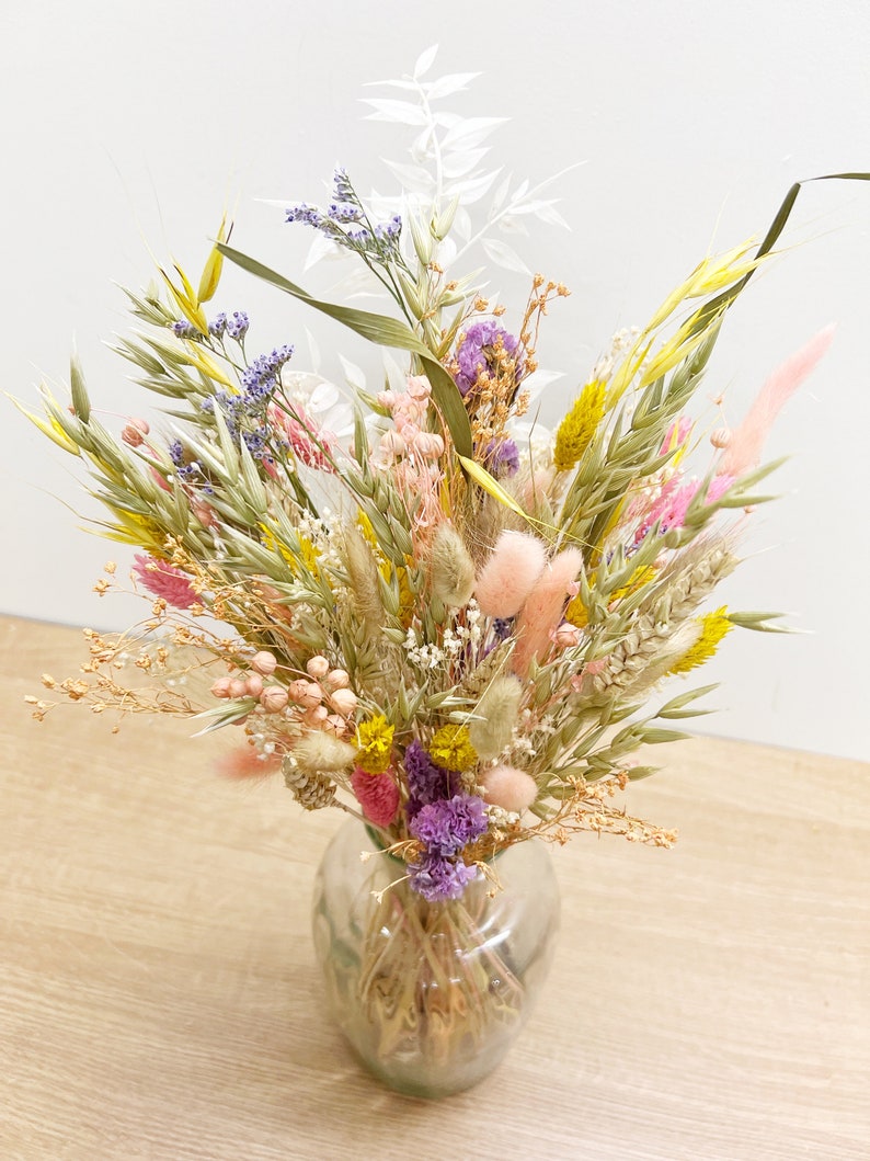 Spring Dried Flower Bouquet Pastel Wildflower Flower Bouquet Gifts for Mum, Sister, Nan Spring Home Decor image 6