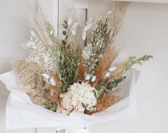 Statement Dried Flower Bouquet | Neutral Sage Green Flowers | Extra Large Special Occasion Flower Bouquet |  Large Pampas Flower Arrangement