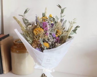 Birdie | Spring Dried Flower Bouquet in Purple & Yellow | Colourful Spring Home Decor | Gifts for her | Mothers Day Flowers | Bright Flowers