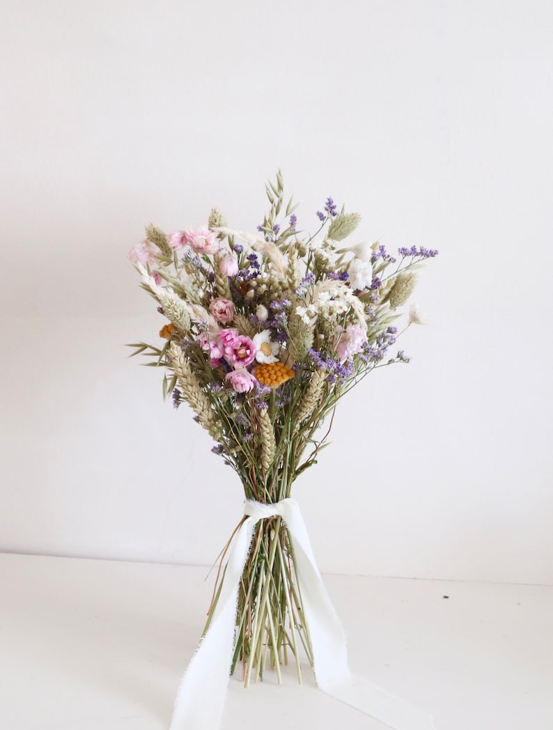 Spring Dried Flower Bouquet with Dried Daisies | Dried Floral Arrangement | Spring Wedding Flowers | Rustic Spring Home decor | April image 6