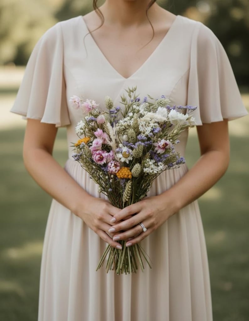 Spring Dried Flower Bouquet with Dried Daisies | Dried Floral Arrangement | Spring Wedding Flowers | Rustic Spring Home decor | April image 4