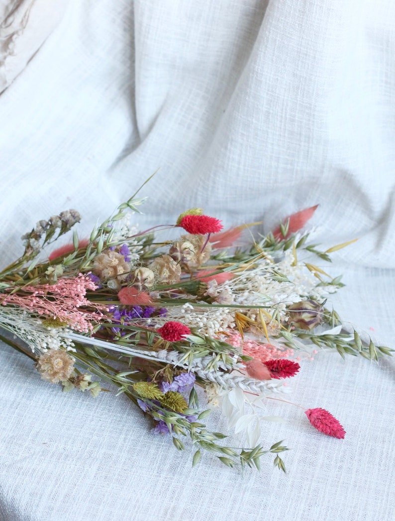 Spring Dried Flower Bouquet Pastel Wildflower Flower Bouquet Gifts for Mum, Sister, Nan Spring Home Decor image 5