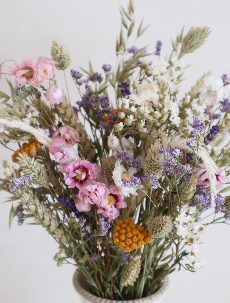 Spring Dried Flower Bouquet with Dried Daisies | Dried Floral Arrangement | Spring Wedding Flowers | Rustic Spring Home decor | April image 8