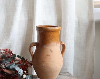 Tall Terracotta Jug with Twin Handles | Rustic Clay Vase | Mediterranean Pottery | Boho Farmhouse Decor| Earthenware Antique Vase