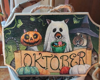 Hand painted Halloween decoration &quot;Oktober&quot;