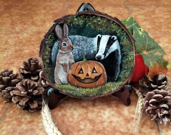 Halloween Hand painted decoration: &quot;Waiting Halloween&quot;