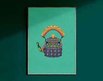 Pop the kettle on (Green) | A5 A4 A3 Art Print