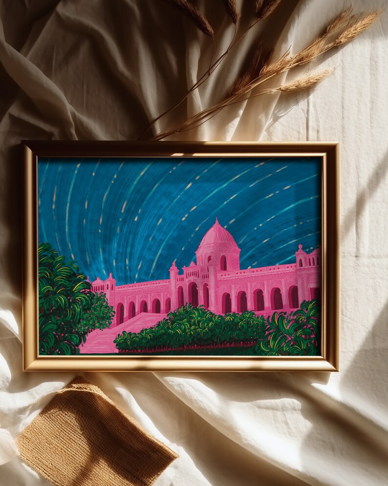 Ahsan Manzil / Palacio Rosa / Bangladesh / A6 A5 A4 A3 Impresión de Arte imagen 3