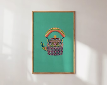 Pop the kettle on (Green) | A5 A4 A3 Art Print
