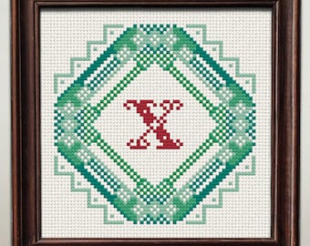 Letter X Cross Stitch Pattern, X Stitch Chart, ABC Mini Sampler Embroidery, PDF Download