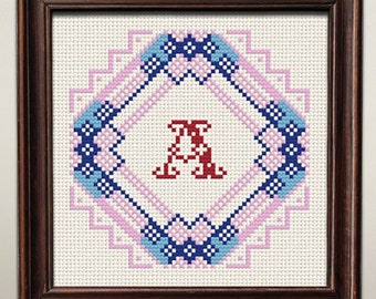 Letter A Cross Stitch Pattern, X Stitch Chart, ABC Mini Sampler Embroidery, Instant Download PDF