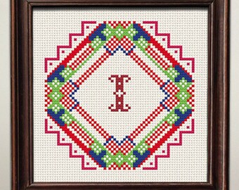 Letter I Cross Stitch Pattern, X Stitch Chart, ABC Mini Sampler Embroidery, Instant Download PDF