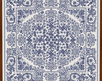 Patrón de punto de cruz monocromático extragrande, gráfico de punto de cruz, bordado de punto de cruz floral antiguo, descarga instantánea en PDF.