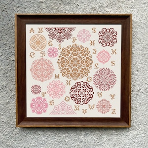 Quaker Sampler Korsstygnsmönster, X-stygnsdiagram, Xstitch Broderi Direktnedladdning PDF