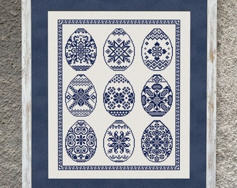Easter Eggs Sampler Cross Stitch Pattern, Сross Stitch Chart, Vintage ...