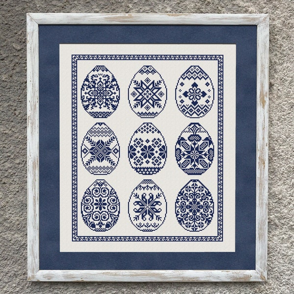 Easter Eggs Sampler Cross Stitch Pattern, Сross Stitch Chart, Easter Monochrome Sampler Cross Stitch Embroidery Pattern Instant Download PDF