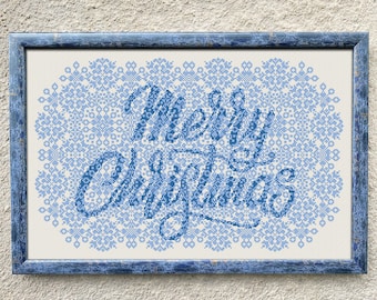 Merry Christmas Sampler Cross Stitch Pattern, X Stitch Chart, Xmas Embroidery Design, PDF Download