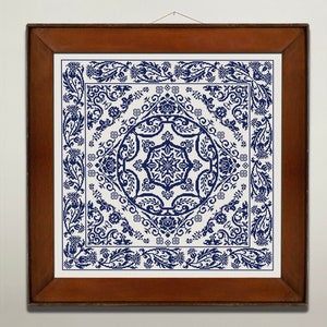 Floral Sampler Cross Stitch Pattern, Cross Stitch Chart, Vintage Monochrome Sampler, Folk Cross Stitch Embroidery, Instant Download PDF