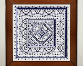 Monochrome Geometric Sampler Cross Stitch Pattern, X Stitch Chart, Vintage Folk Embroidery, PDF Download