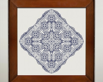 Diamond Shaped Sampler Cross Stitch Pattern, X Stitch Chart, Monochrome Geometric Embroidery, PDF Download
