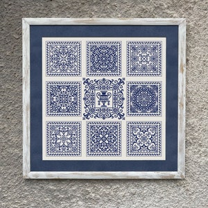 Monochrome Sampler Cross Stitch Pattern, Cross Stitch Chart