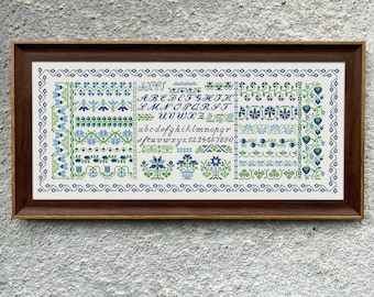 Patrón de punto de cruz Quaker Sampler Borders, gráfico de punto de cruz, bordado de punto de cruz folklórico vintage, descarga instantánea en PDF