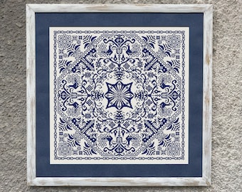 Peacocks Sampler Cross Stitch Pattern, X Stitch Chart, Vintage Monochrome Embroidery, Instant Download PDF