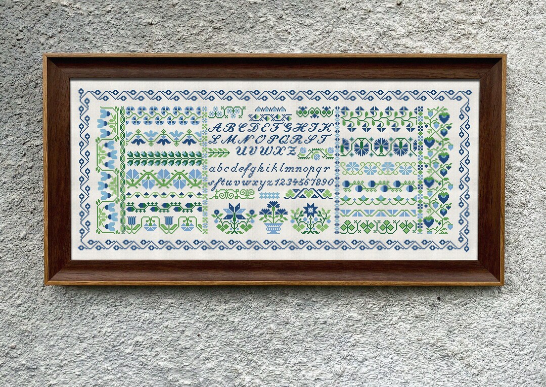 Quaker Sampler Borders Cross Stitch Pattern, Cross Stitch Chart