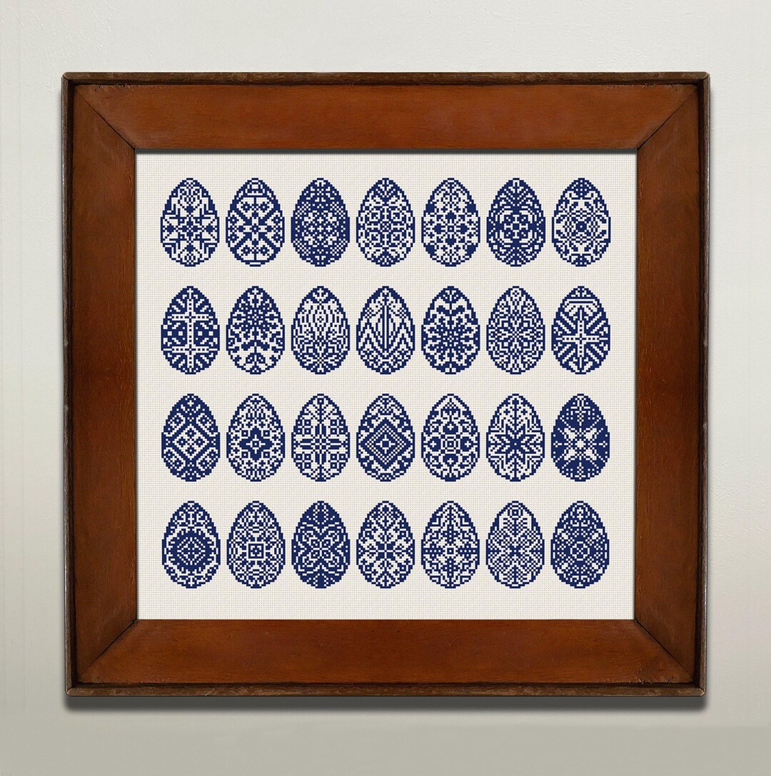 Easter Eggs Sampler Cross Stitch Pattern, X Stitch Chart, Monochrome ...